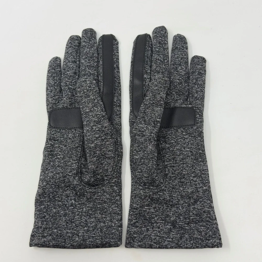 Isotoner Womens SmarTouch Gray Marl Spandex Gloves Fleece Lined Grip 21524 OS